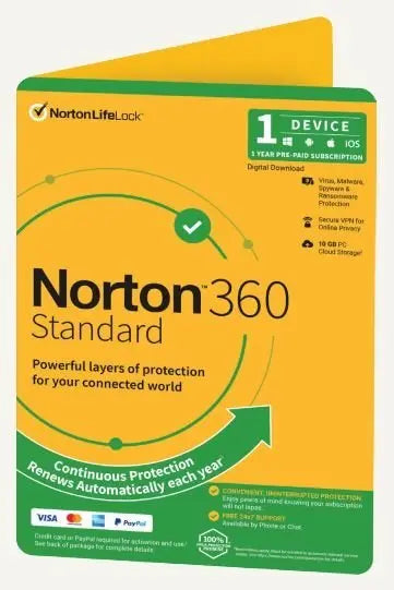 Norton 360 Standard. 1 User, 1 Device, 1 Year Lakes Custom Computers