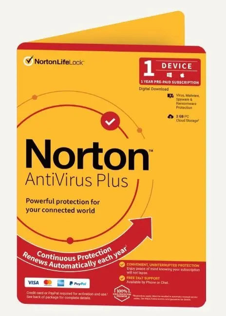 Norton Antivirus Plus. 1 User, 1 Device, 1 Year Lakes Custom Computers