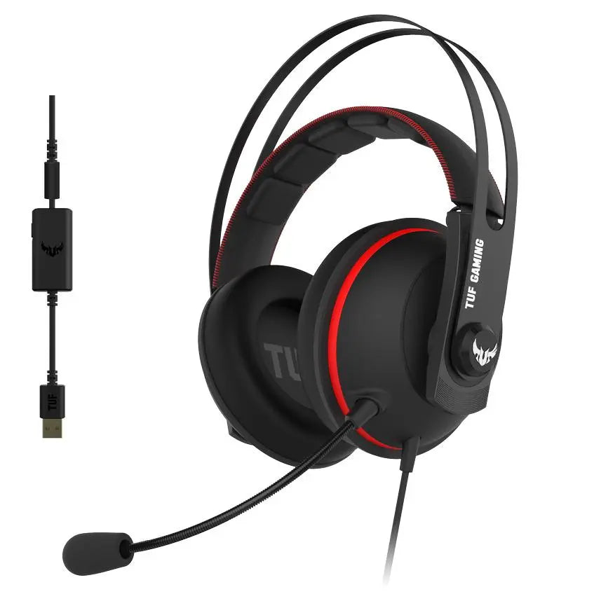 ASUS TUF GAMING H7 PC/ PS4 /Nintendo Switch / Mobile / XBox Gaming Headset, Onboard 7.1 Virtual Surround, Inline Controls (RED, YELLOW, GUN METAL) Lakes Custom Computers